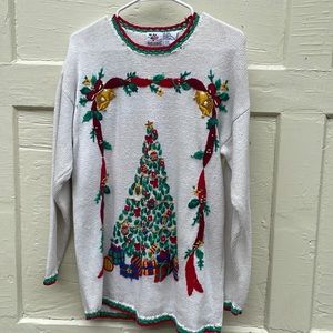 Super ugly Christmas sweater. Women’s medium. Men’s small. Vintage.  Tree